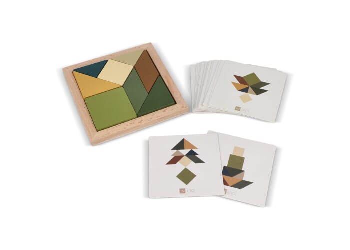 Tangram en bois à personnaliser avec cadre 7 pièces Assortiment fluorescent